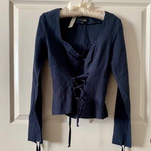 Intermix Navy Corset Blouse